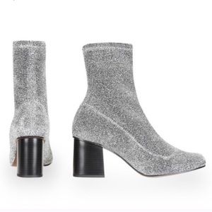Topshop Silver Glitter Sock Boots - size 37